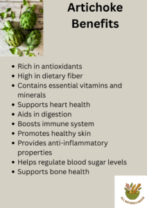 Infographic on the health Benefits of Artichokes
