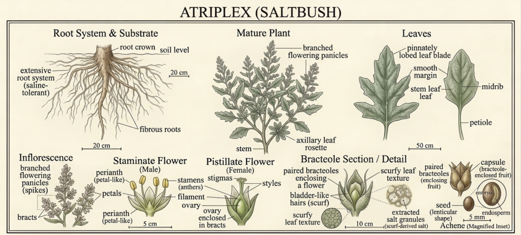 Botanical illustration of atriplex plant