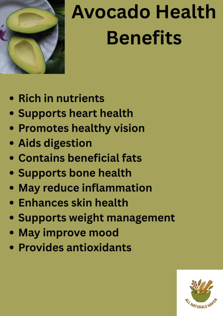 Infographic on Health benefits and uses of avocado
