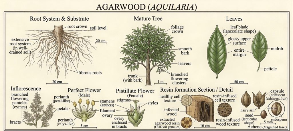 Agarwood botanical illustration