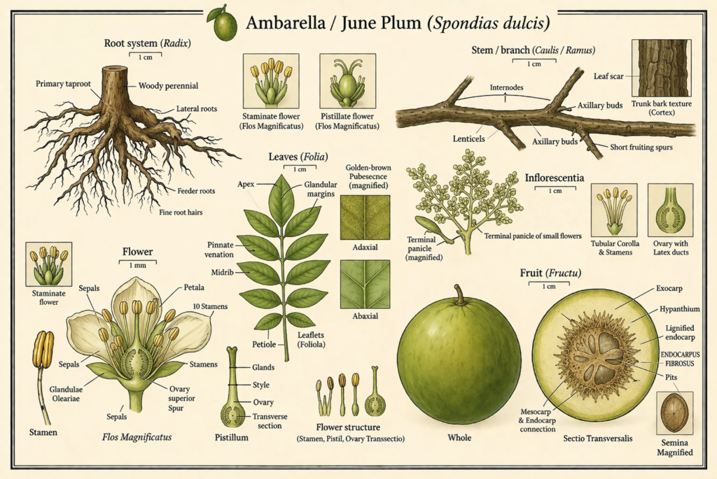 Botanical illustration of ambarella plant