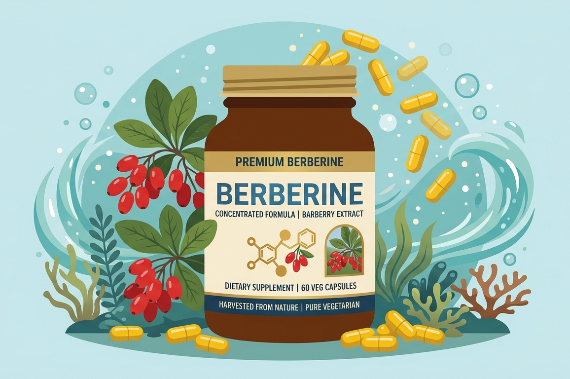 Flat vector illustration of berberine product