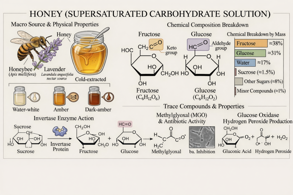 Illustration of honey: source, properties and uses