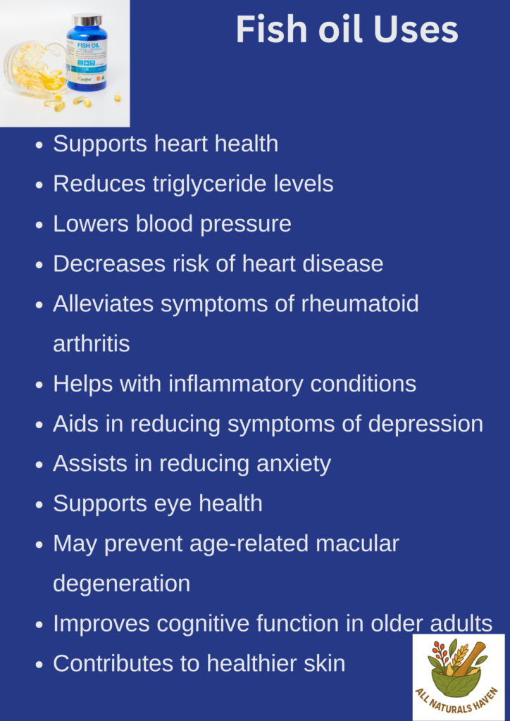 An informational poster on the uses and benefits of fish oil